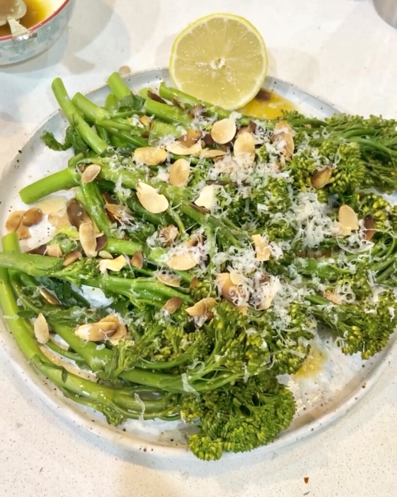 Broccolini with Miso Lemon & Toasted Almonds