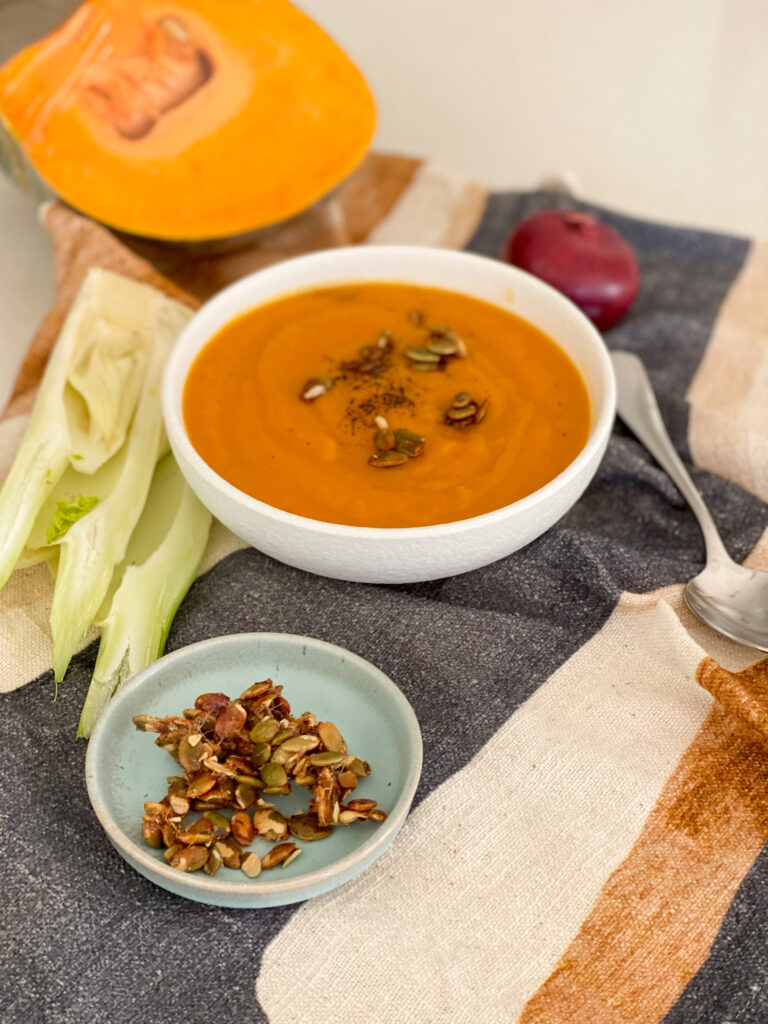 Pumpkin and Fennel Soup with Maple Pepita Seeds